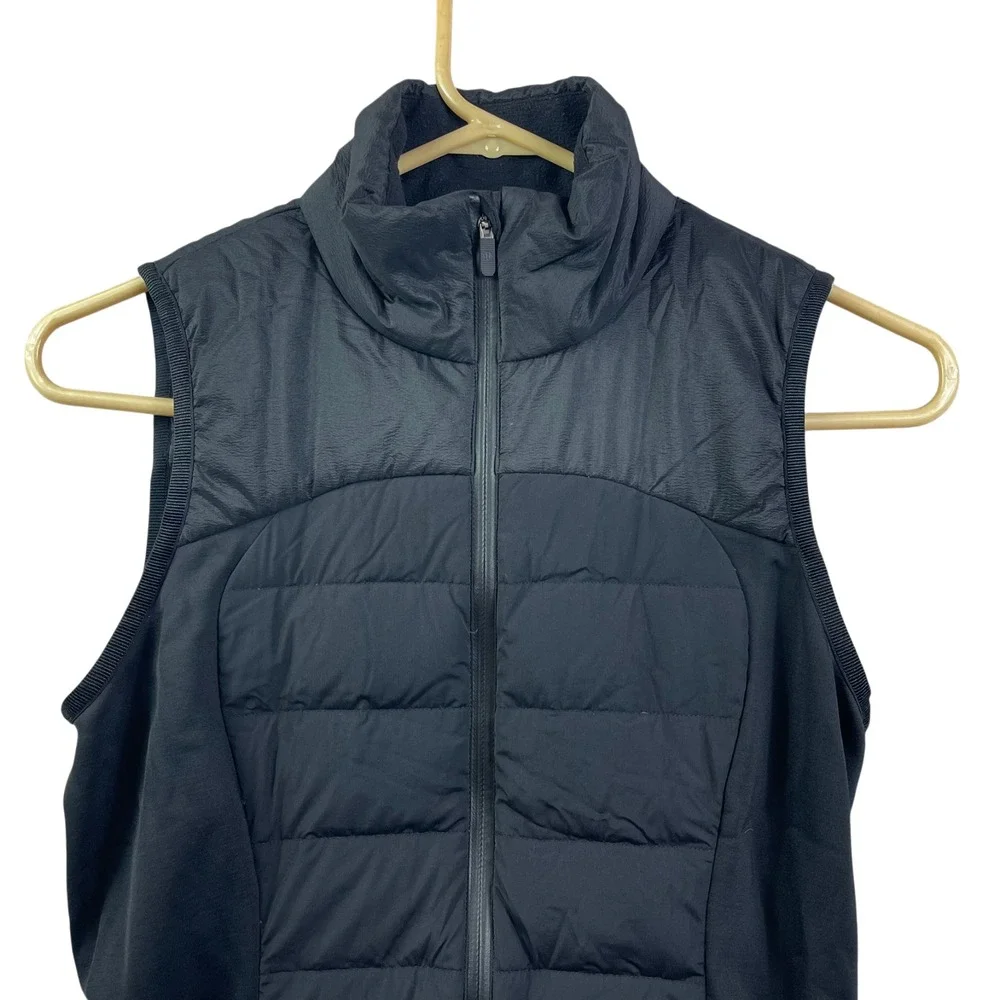 Lululemon Puffer Vest Womens 4 Black Goose Down Zip Up Pockets